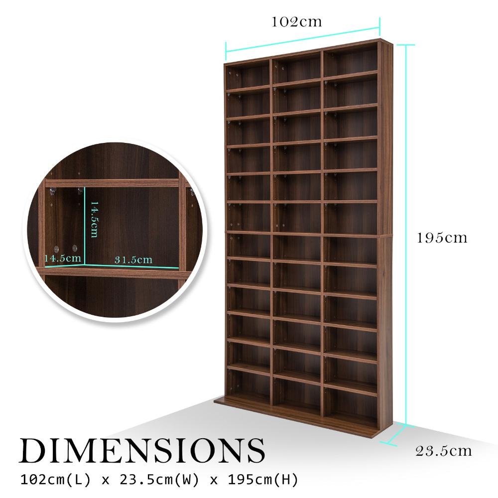 Adjustable Shelves Cd Dvd Bluray Media Book Storage Cupboard Espresso