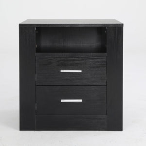 2X Bedside Table Side Storage Cabinet Nightstand Bedroom Drawer 1 Shelf Zuri Black