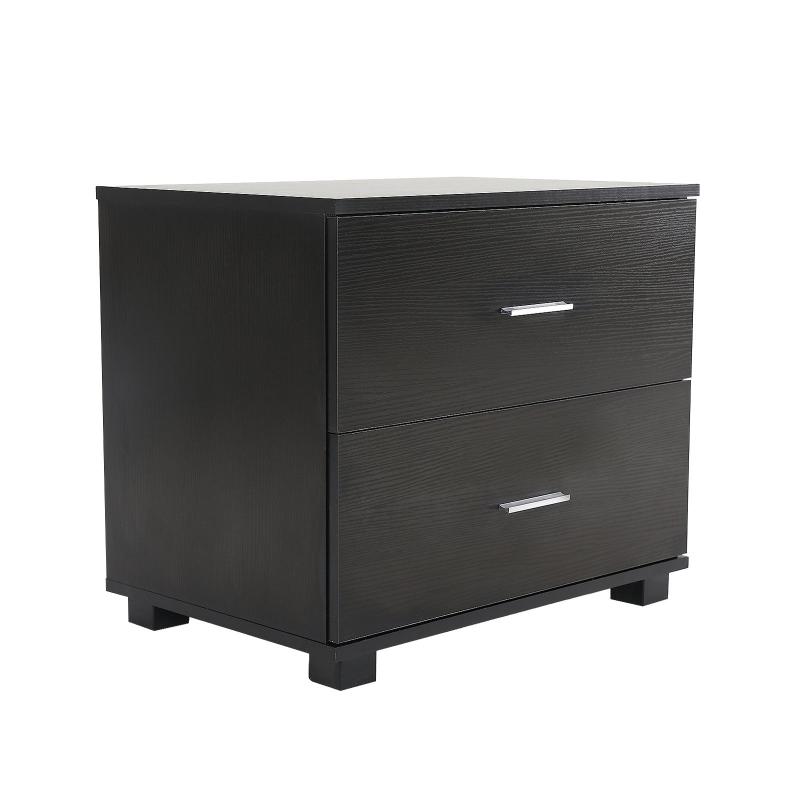 Bedside Table Side Storage Cabinet Nightstand Bedroom 2 Drawer Legs Etta Black