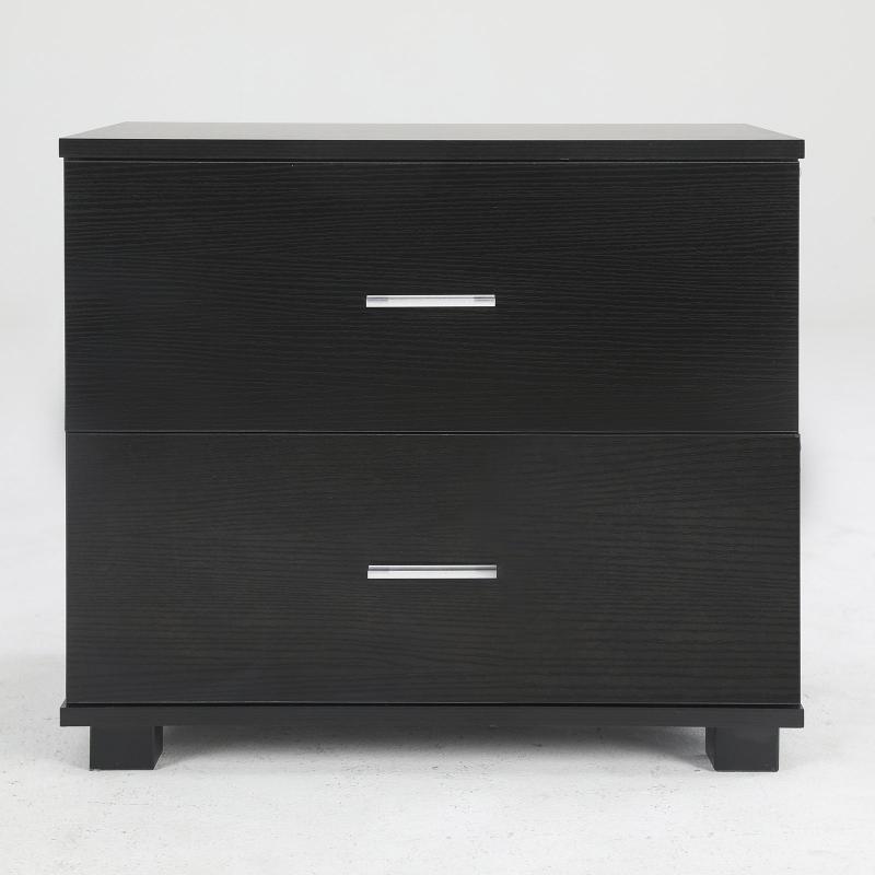 Bedside Table Side Storage Cabinet Nightstand Bedroom 2 Drawer Legs Etta Black