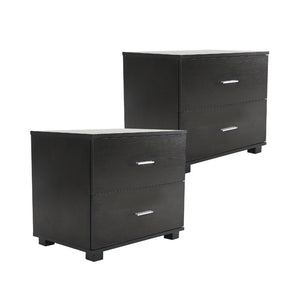 2X Bedside Table Side Storage Cabinet Nightstand Bedroom Drawer Etta Black