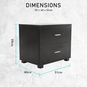 2X Bedside Table Side Storage Cabinet Nightstand Bedroom Drawer Etta Black