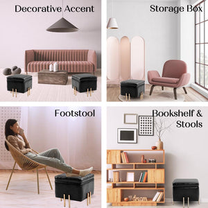 Storage Ottoman Foot Stool Cube Tuffet Seat 45Cm Pu Leather