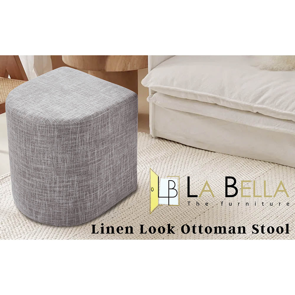 Ottoman Stool Linen Fabric Footstool Rest Pouffe Seat Dark Grey