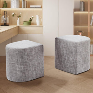 Ottoman Stool Linen Fabric Footstool Rest Pouffe Seat Dark Grey