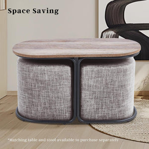 Ottoman Stool Linen Fabric Footstool Rest Pouffe Seat Dark Grey