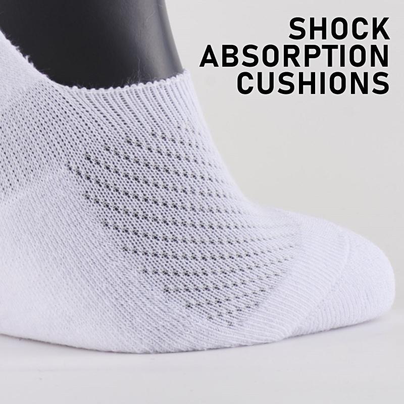 Rexy 6X Cushion No Show Ankle Socks Large Non Slip Breathable White