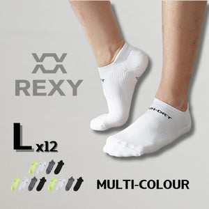 Rexy 12X Seamless Sport Sneakers Socks Large Non Slip Heel Tab Multi Colour