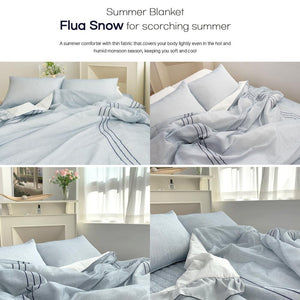 Saesom Flua Snow Comforter Set Double Cool Quilt Bedspread White