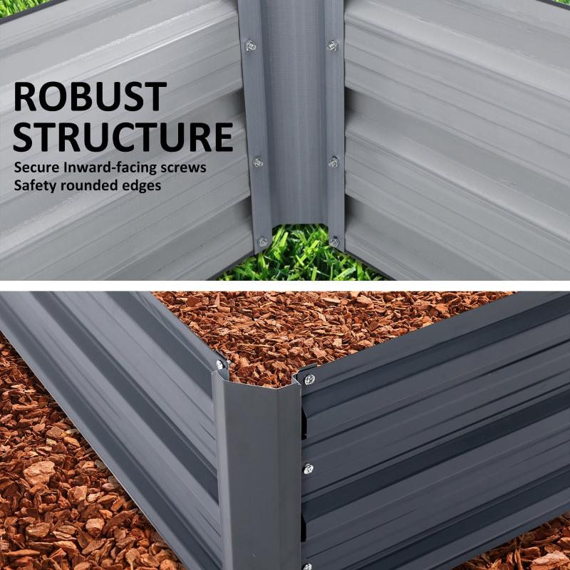 Raised Garden Bed Galvanised Steel Planter 120 X 90 30Cm Grey