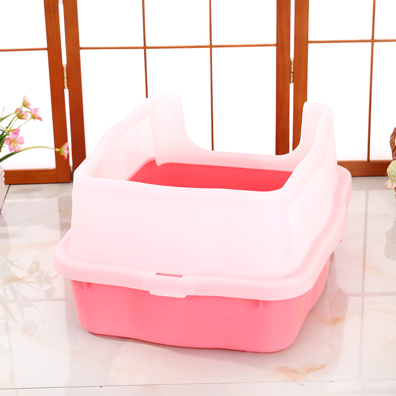 Yes4pets Large Deep Cat Kitty Litter Tray High Wall Pet Toilet Grid With Scoop Pink