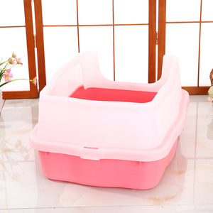 Yes4pets Large Deep Cat Kitty Litter Tray High Wall Pet Toilet Grid With Scoop Pink