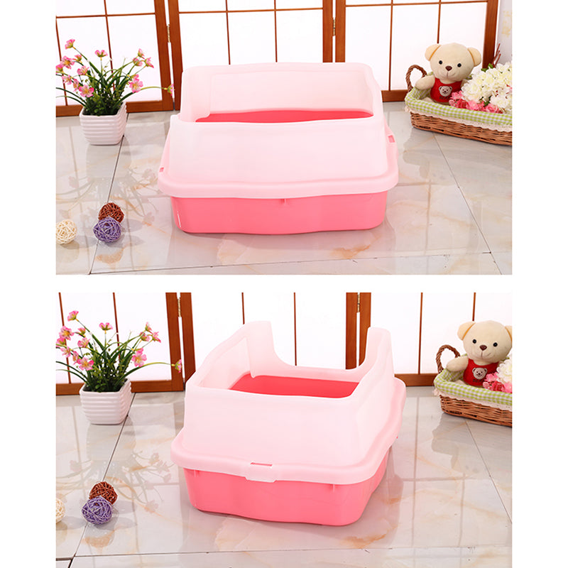 Yes4pets Large Deep Cat Kitty Litter Tray High Wall Pet Toilet Grid With Scoop Pink