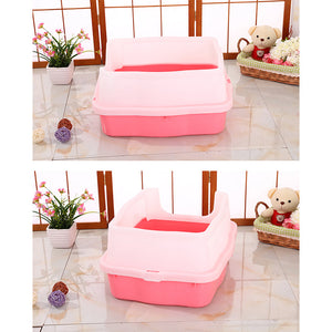 Yes4pets Large Deep Cat Kitty Litter Tray High Wall Pet Toilet Grid With Scoop Pink