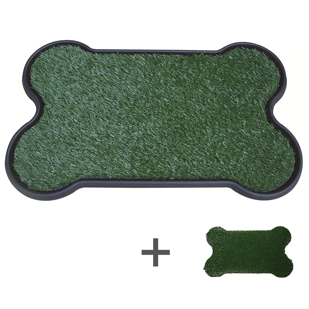 Yes4pets Dog Puppy Toilet Grass Potty Training Mat Loo Pad Bone Shape Indoor With 2