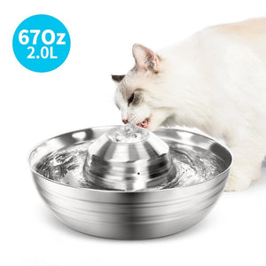 Yes4pets 2L Automatic Electric Pet Water Fountain Dog Cat Stainless Steel Feeder Bowl Dispenser