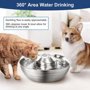 Yes4pets 2L Automatic Electric Pet Water Fountain Dog Cat Stainless Steel Feeder Bowl Dispenser