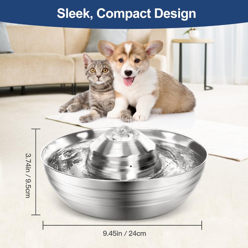 Yes4pets 2L Automatic Electric Pet Water Fountain Dog Cat Stainless Steel Feeder Bowl Dispenser