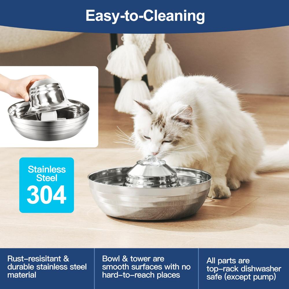 Yes4pets 2L Automatic Electric Pet Water Fountain Dog Cat Stainless Steel Feeder Bowl Dispenser