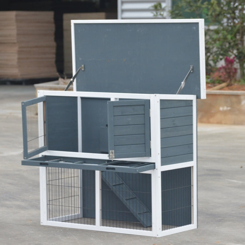 Yes4pets L Double Storey Rabbit Hutch Guinea Pig Cage Ferret W Pull Out Tray