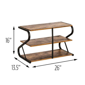 Matte Black Frame Rustic Wood 3 Tier Medium Shoe Rack Shelf Stand Storage Organizer