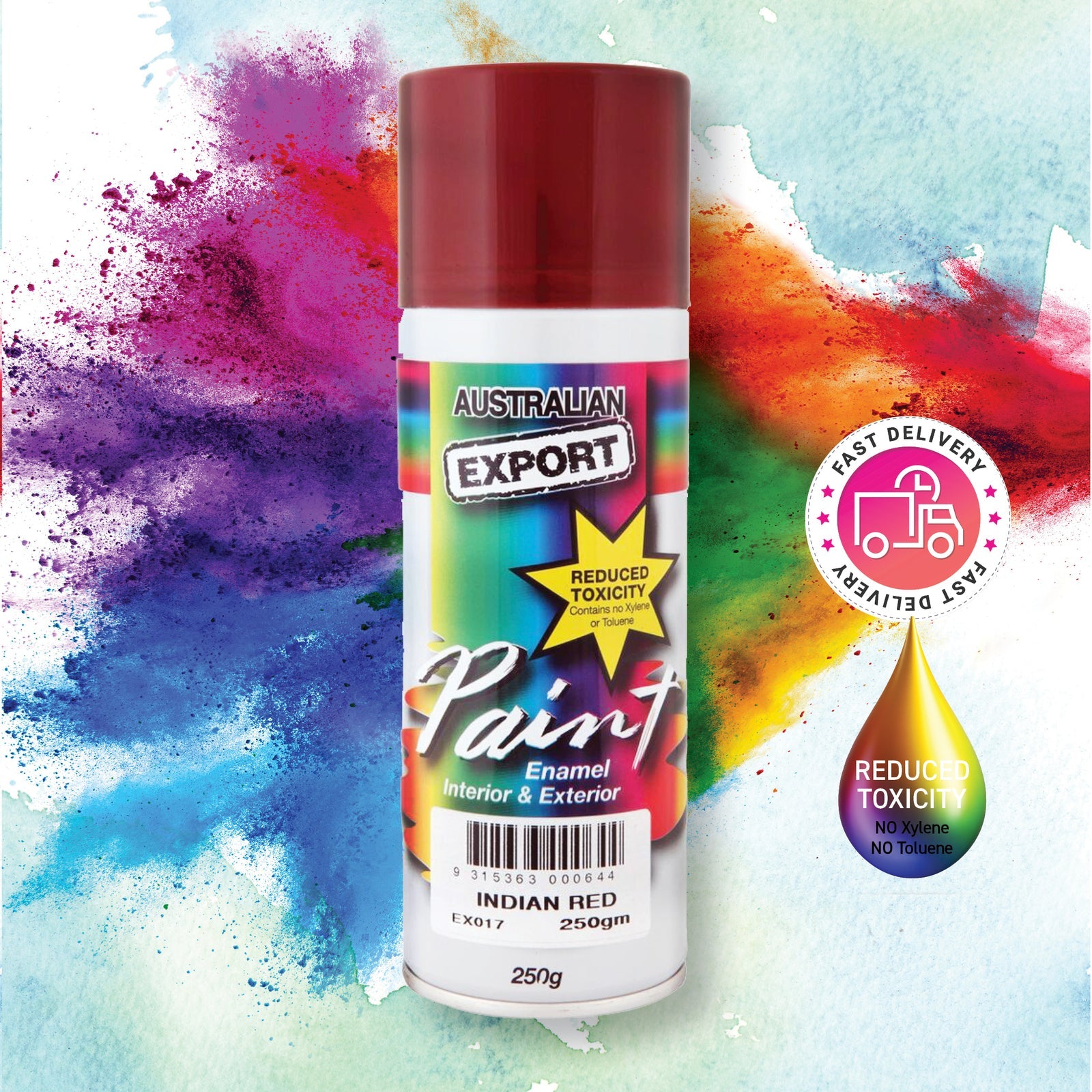 Australian Export 12Pk 250Gm Aerosol Spray Paint Cans [Colour: Indian Red]