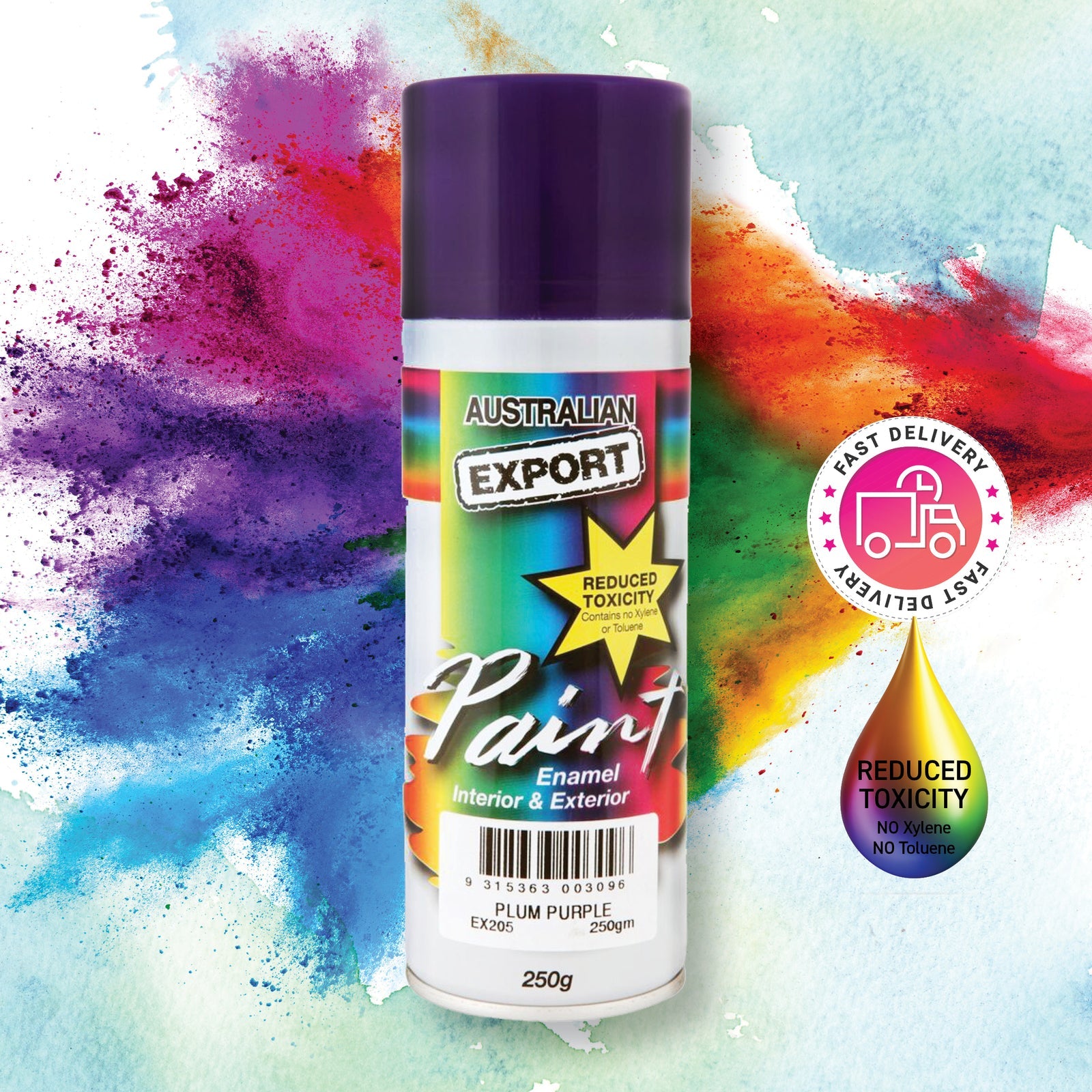 Australian Export 12Pk 250Gm Aerosol Spray Paint Cans [Colour: Plum Purple]