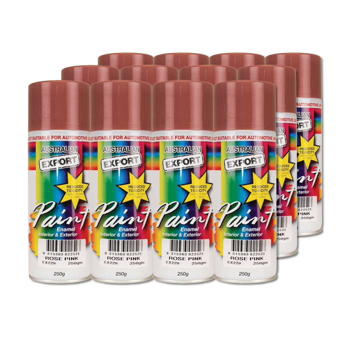 Australian Export 12Pk 250Gm Aerosol Spray Paint Cans[Colour: Rose Pink]