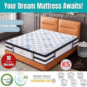 Majestic Rest King Single Size 7 Zones Luxury Premium Firm Pocket Spring 34Cm Mattress