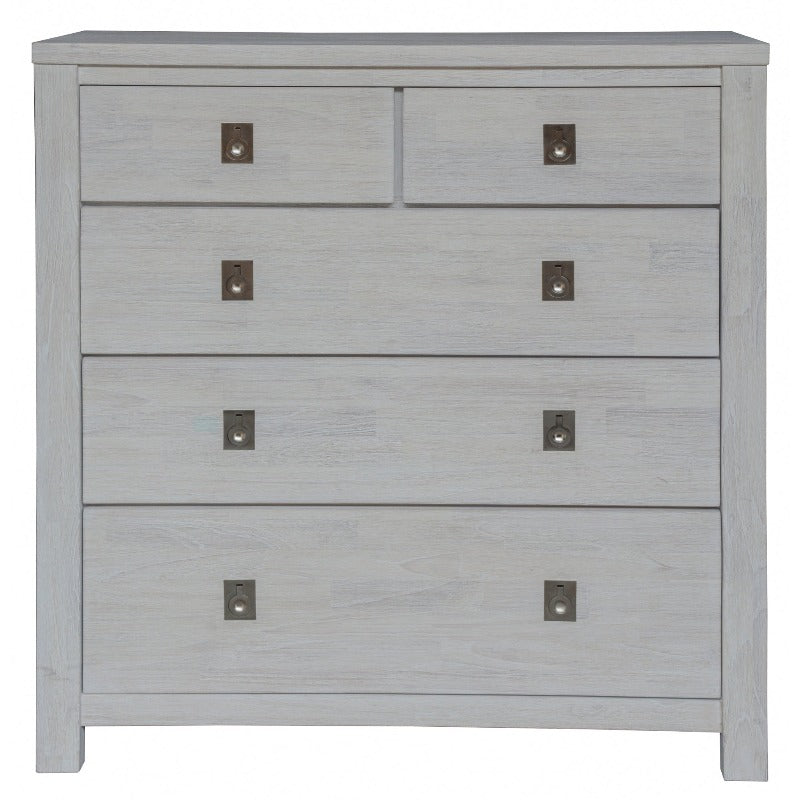 Divano Myer Tallboy 5 Chest Of Drawers Storage Cabinet White Wash