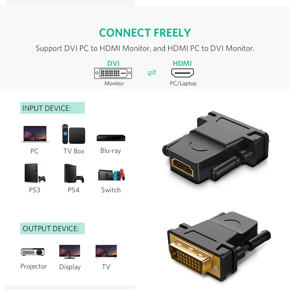 Dvi 24+1 Male To Hdmi Female Adapter Converter Gold Plated Support 1080P