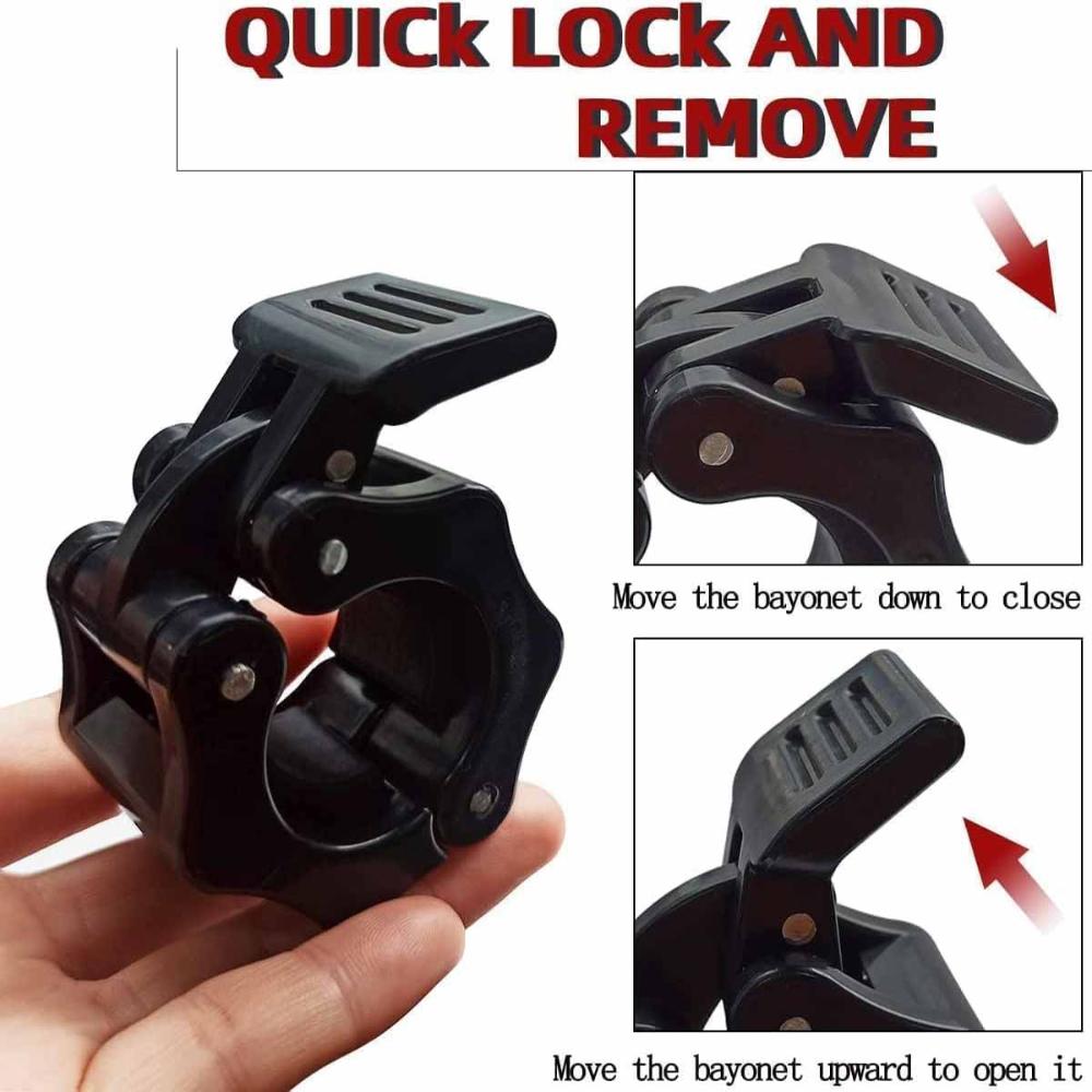 2Pcs 1In / 25Mm Dumbbell Clamps Barbell Collars Clips Plates Black