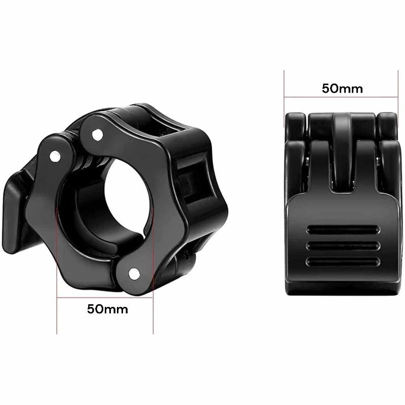 2Pcs 2In / 50Mm Olympic Dumbbell Clamps Barbell Collars Clips Plates Black