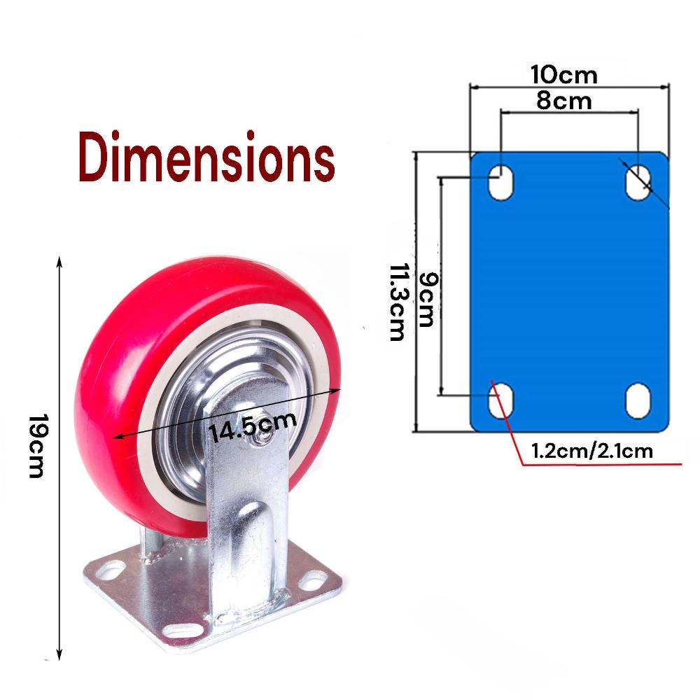 4X 6 Inch Industrial Swivel Brake Locking Caster Castor Wheels Casters 2X Fixed For Cart Furniture Workbench