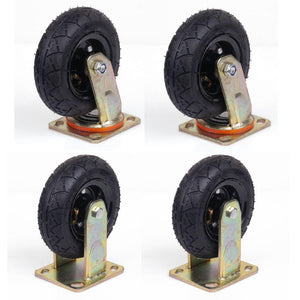 4X 6 Inch Castor Caster 2X Swivel Fixed Pneumatic Tyres Wheels Trolley Cart Wheelbarrow