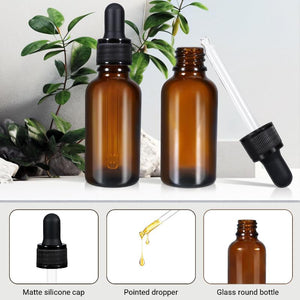 50Ml (5 Pack) Amber Glass Dropper Bottle Liquid Essential Oils Bottles Leakproof Tincture