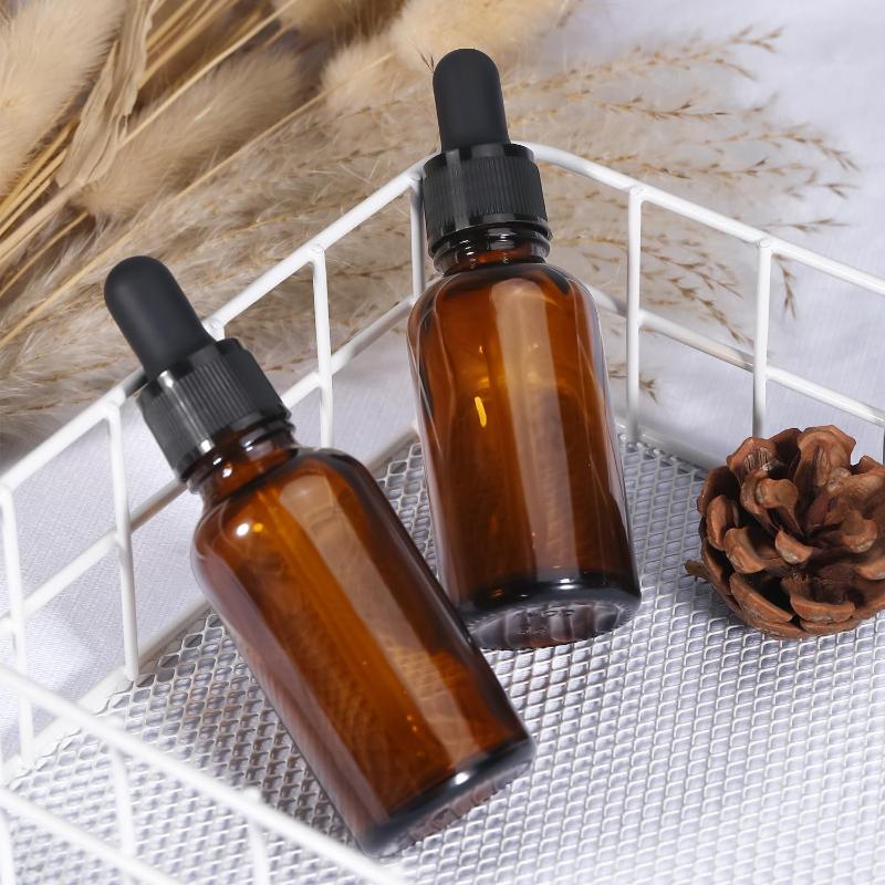 50Ml (5 Pack) Amber Glass Dropper Bottle Liquid Essential Oils Bottles Leakproof Tincture