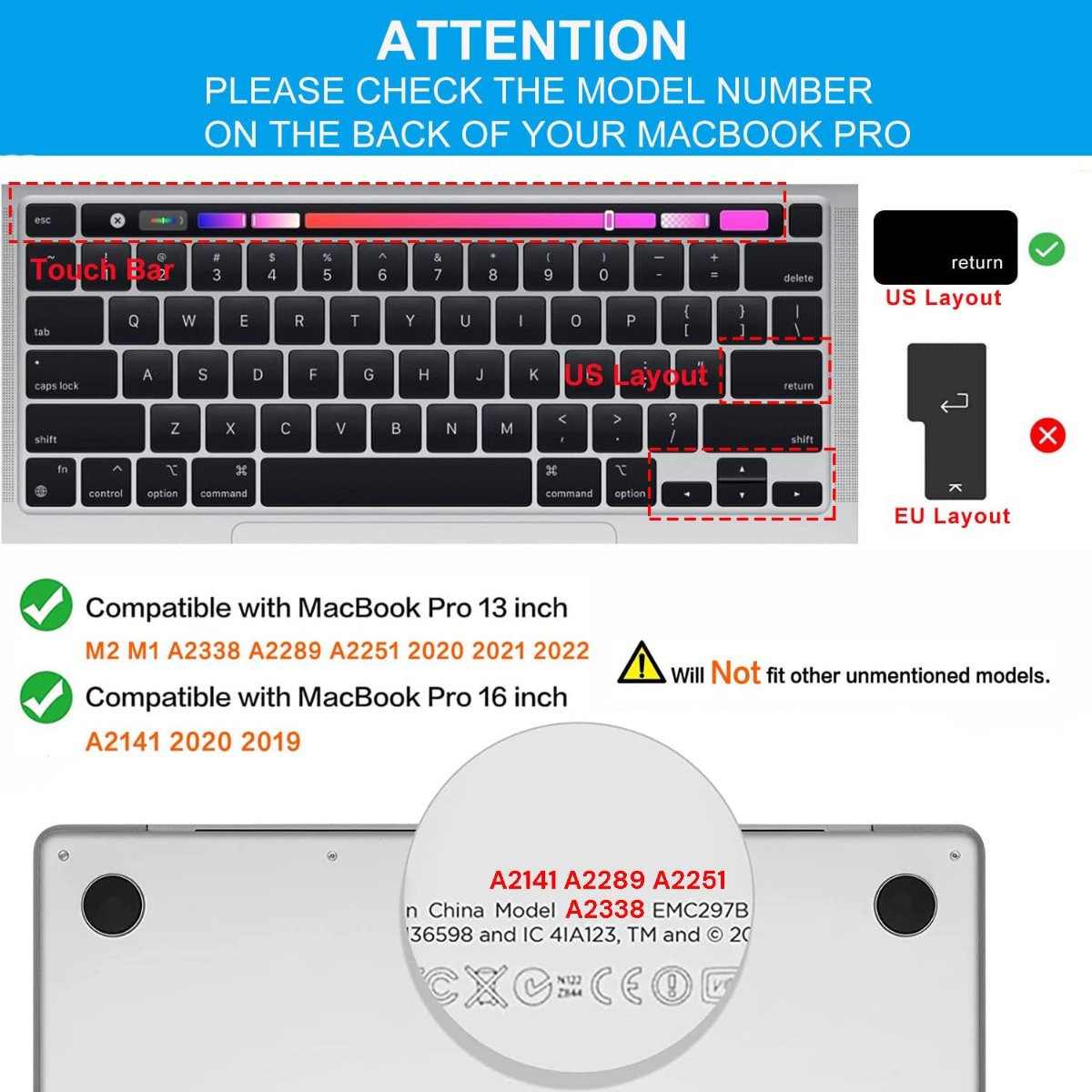 Keyboard Cover Skin For Macbook Pro 13 16 A2338 A2289 A2251 A2141 M1 M2 2020 To 2023