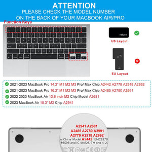 Keyboard Cover Skin For Macbook Air Pro 13 13.6 14 15.3 16 A2442 A2779 A2485 A2780 A2681 A2941 M1 M2 2021 To 2023 Clear