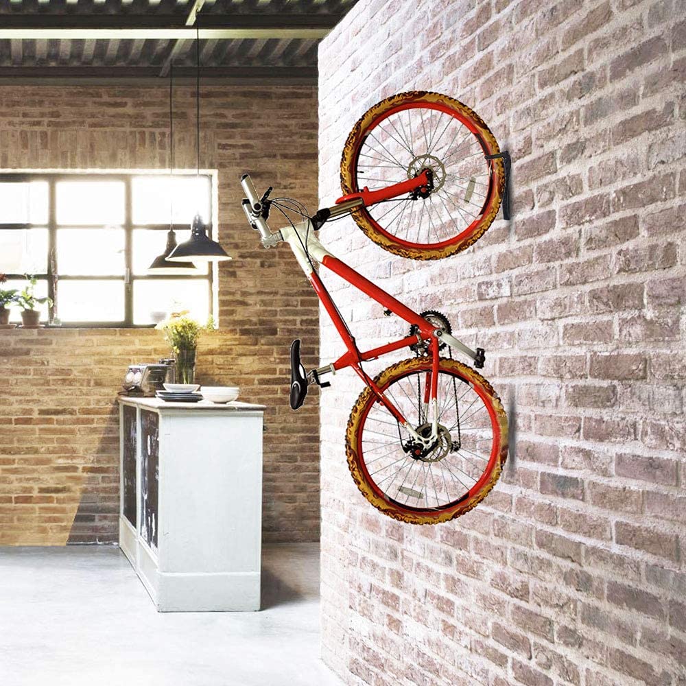 1X Bike Rack Garage Wall Mount Hanger Hooks Storage Bicycle Vertical For Indoor Shed With Screws