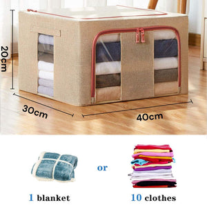 24L Cloth Storage Box Closet Organizer Bags Clothes Wardrobe Idea Cream