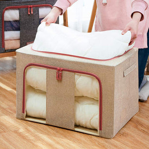 24L Cloth Storage Box Closet Organizer Bags Clothes Wardrobe Idea Cream