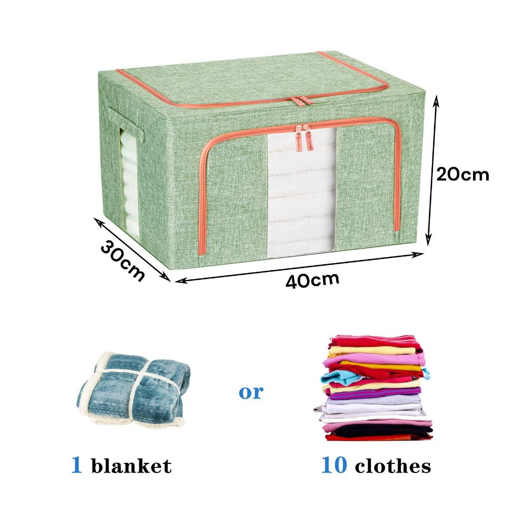 24L Cloth Storage Box Closet Organizer Bags Clothes Wardrobe Idea Green