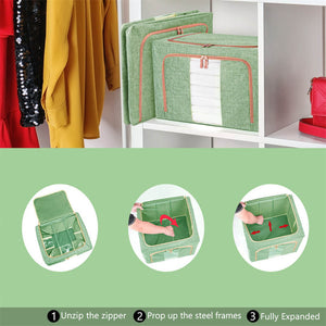 24L Cloth Storage Box Closet Organizer Bags Clothes Wardrobe Idea Green