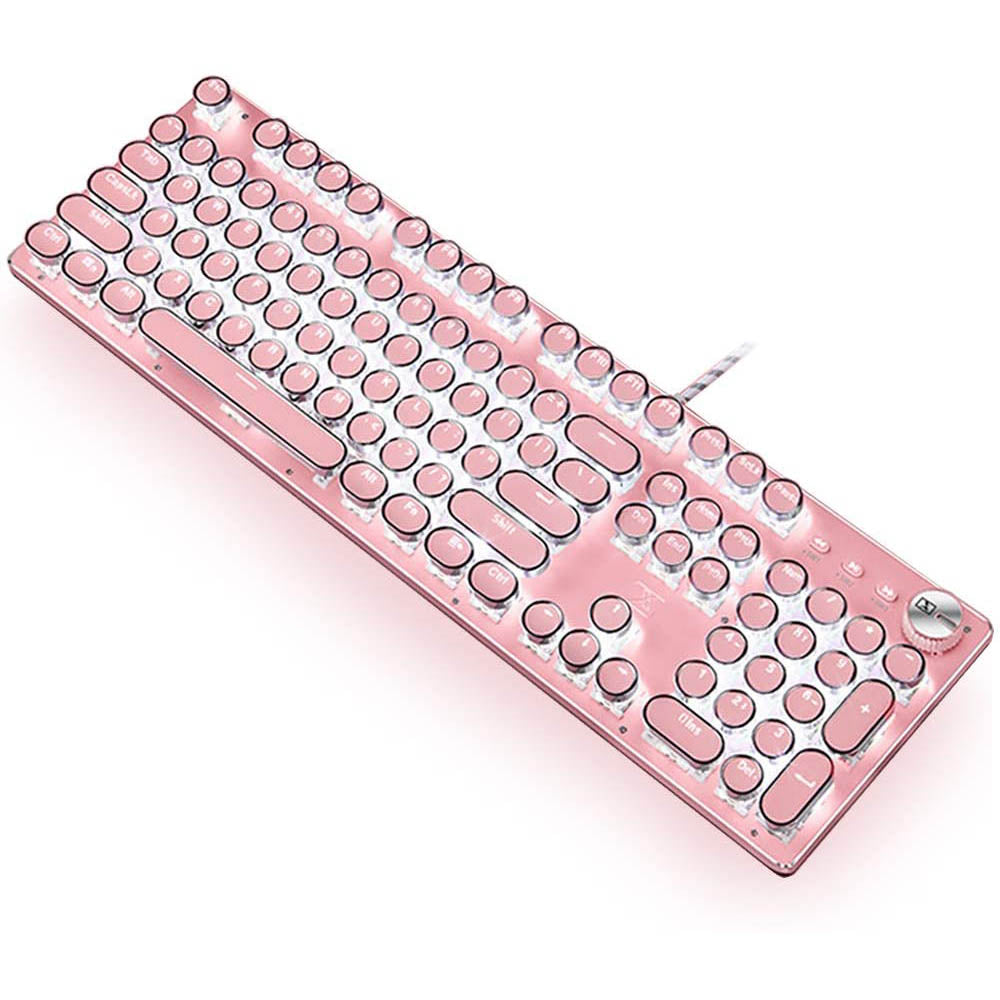 Pink Gaming Mechanical Keyboard Green Switches White Backlight Usb Wired Laptop Desktop Computer