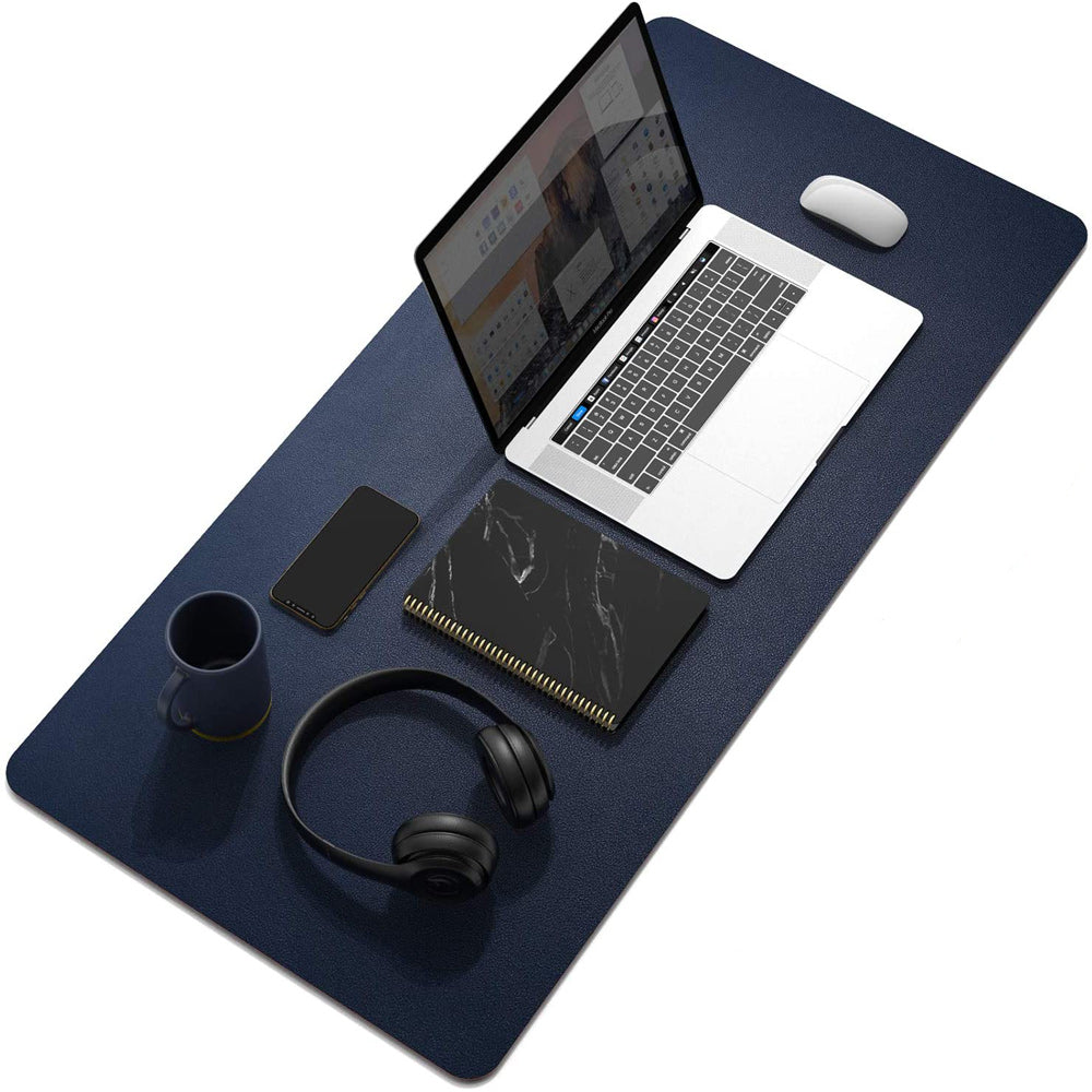 Dark Blue 120Cm*60Cm Dual Side Office Desk Pad Waterproof Pu Leather Computer Mouse