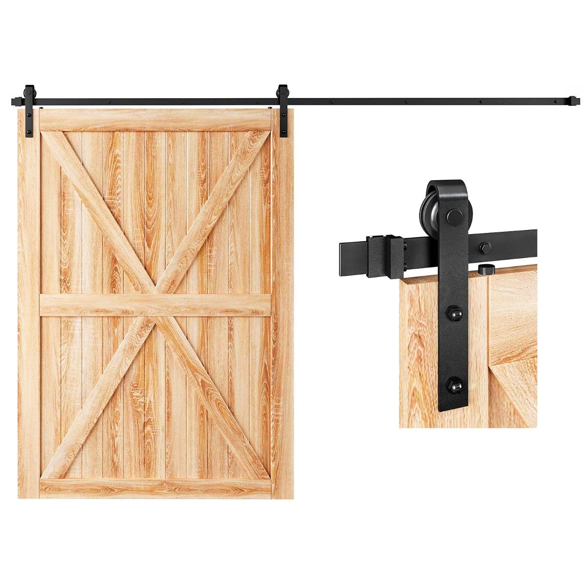 3M Heavy Duty Sliding Barn Single Door Hardware Kit Damper Track Rail Roller System
