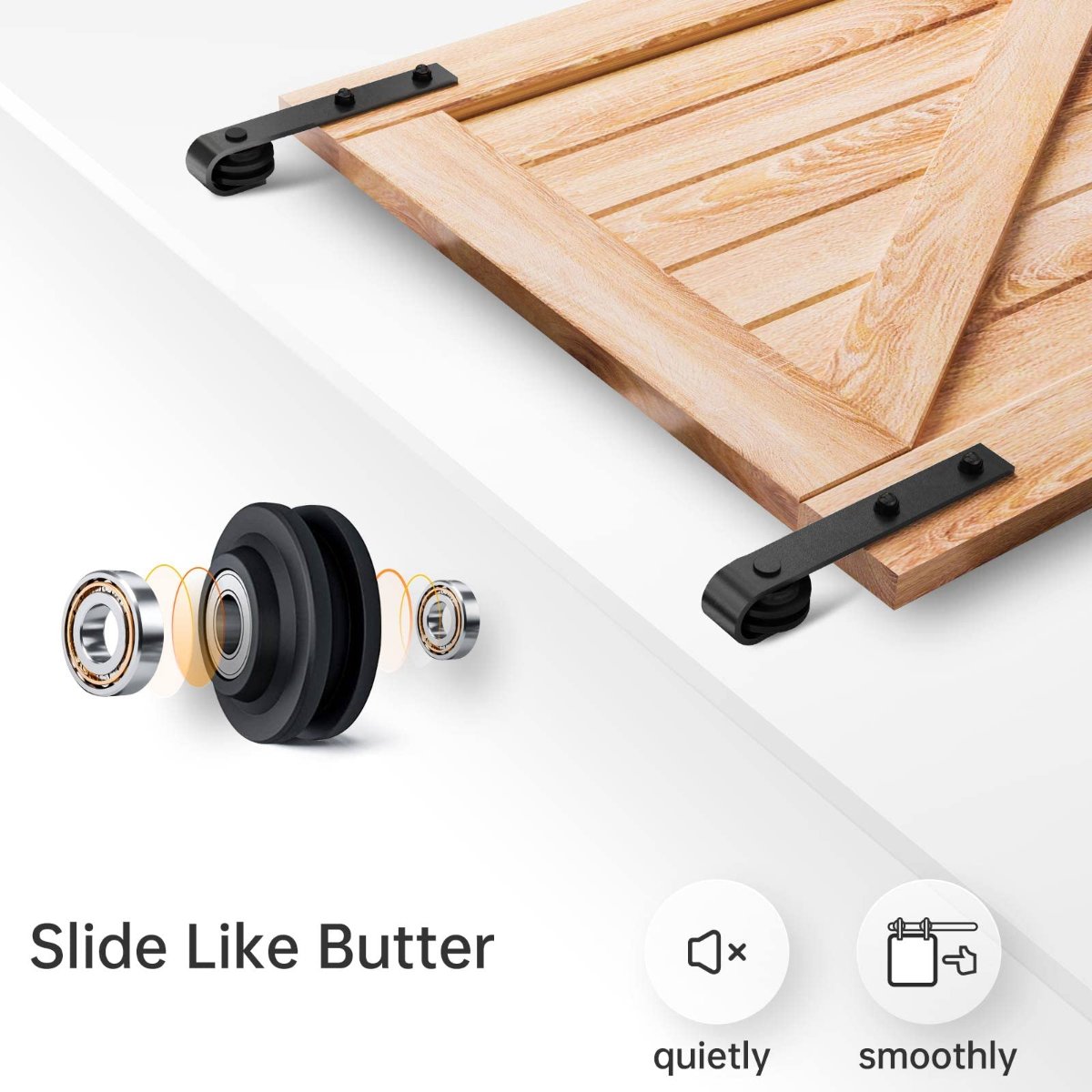 3M Heavy Duty Sliding Barn Single Door Hardware Kit Damper Track Rail Roller System