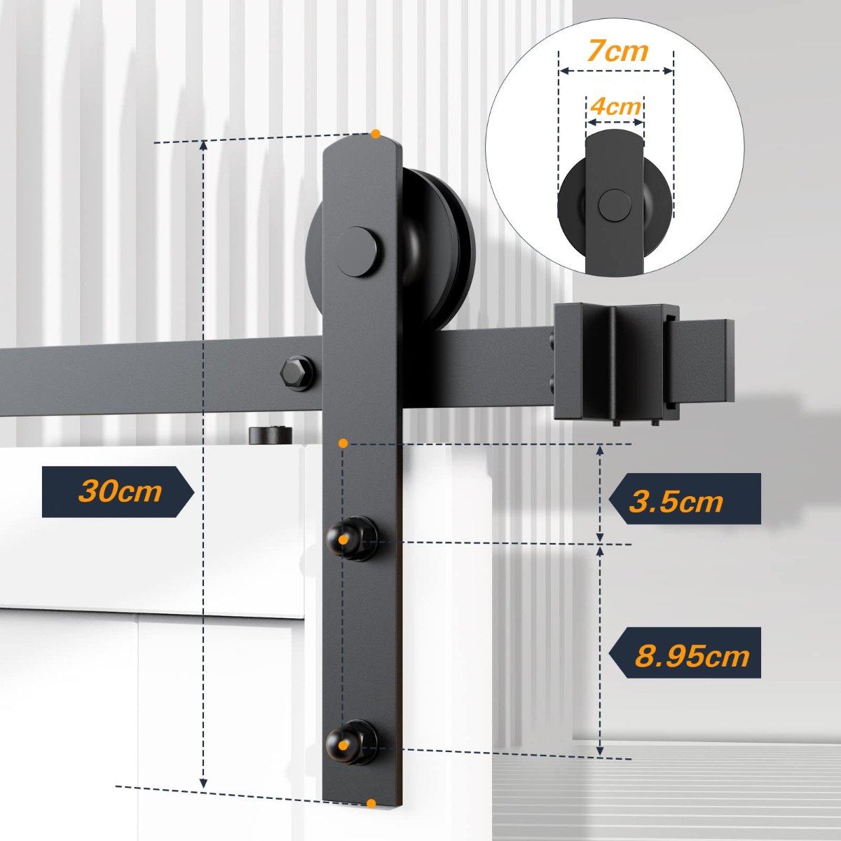 3M Heavy Duty Sliding Barn Single Door Hardware Kit Damper Track Rail Roller System