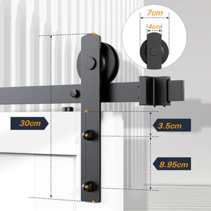 3M Heavy Duty Sliding Barn Single Door Hardware Kit Damper Track Rail Roller System
